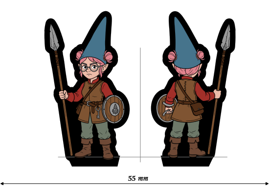 The Spear-Guard paper mini, front and back